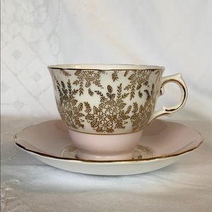Pale Pink Royal Vale Bone China Teacup and Saucer